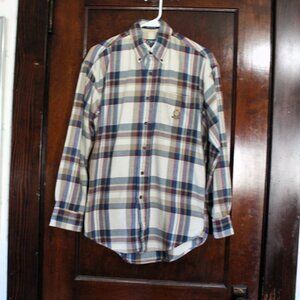 Vintage 90s CHAPS Ralph Lauren Plaid Cotton Knit Button Down Shirt, Small